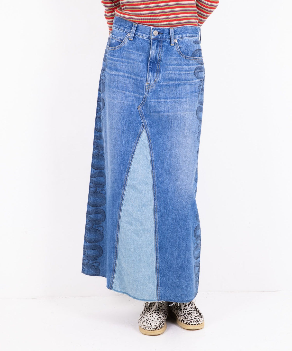 Snake Loop Remake Denim Skirt
