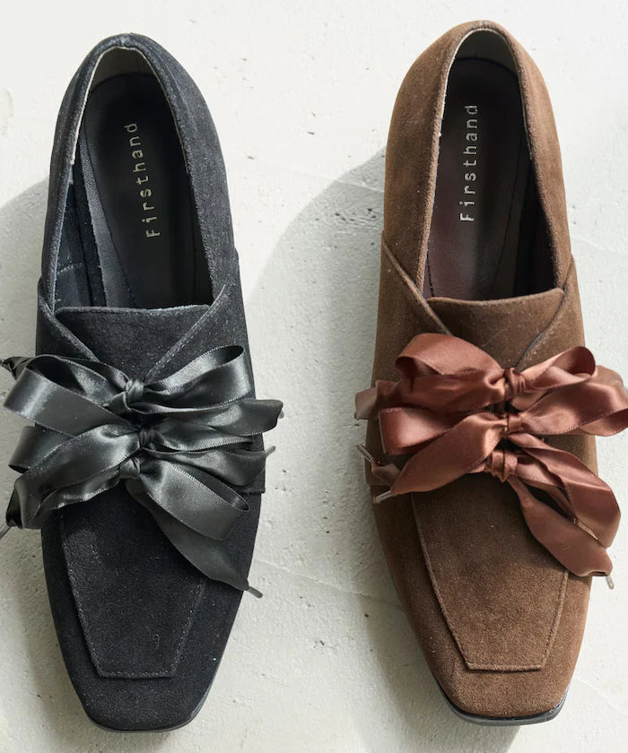 Suede-like Ribbon Lace-up Shoes (Available in sizes 22.5 to 24.5 cm)