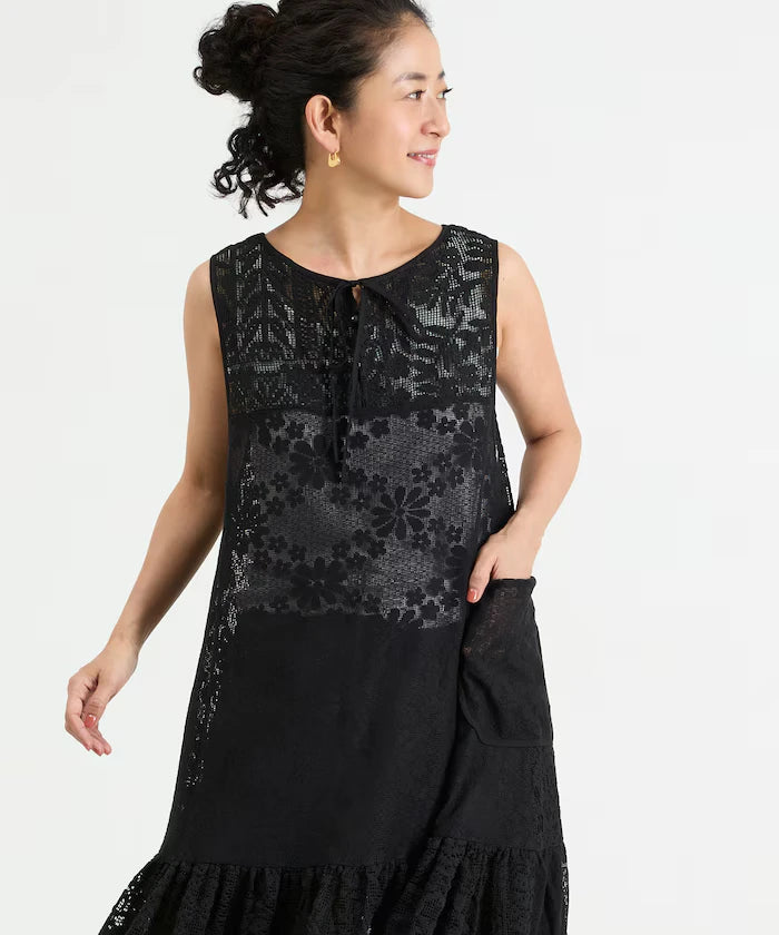 2WAY Lace Tiered Sleeveless Dress