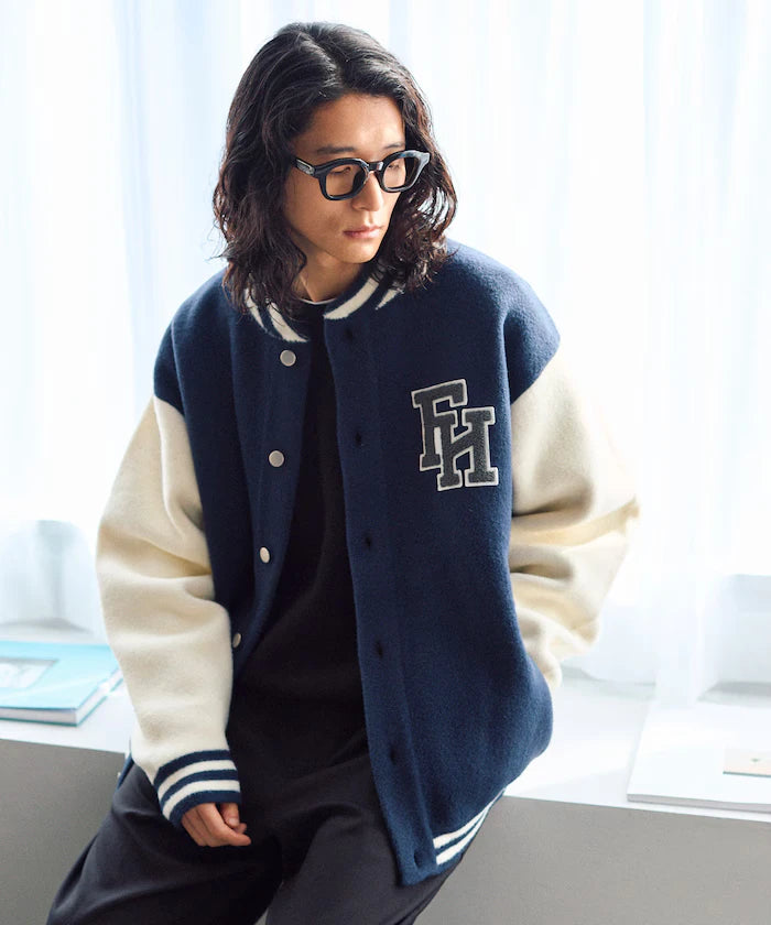 Relaxed Fit Logo Knit Varsity Jacket