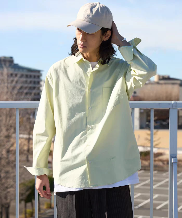 Nuance Color Oversized Regular Collar Long Sleeve Shirt