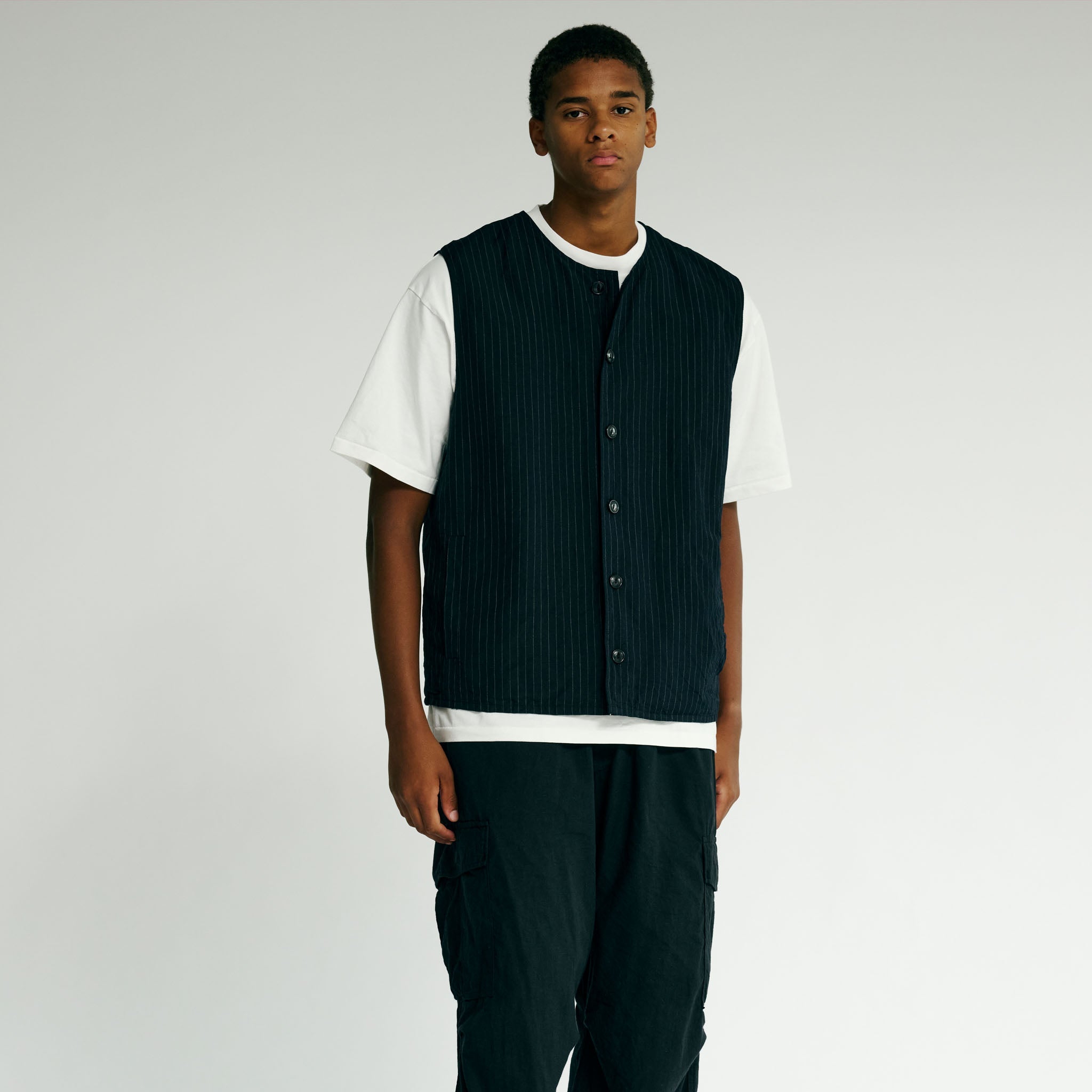 GL15676 / LINEN × WOOL TROPICAL CREW NECK VEST