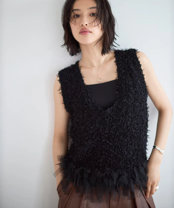 2WAY Fringe Hem Knit Vest