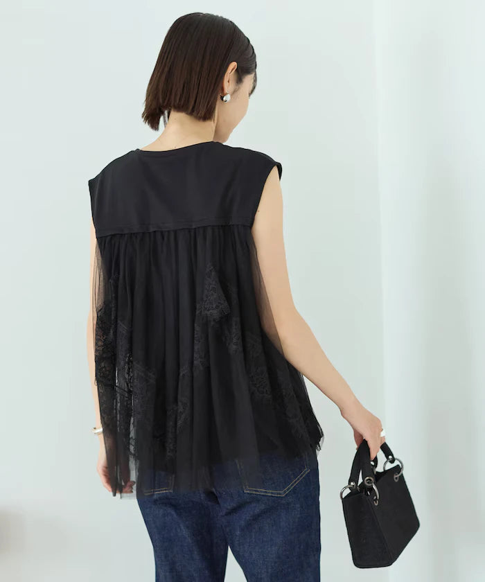 Organic Cotton Tulle Lace Docking Top