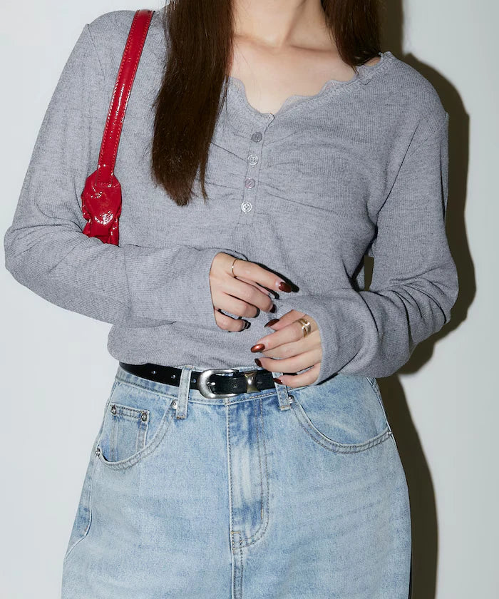 Henley Neck Lace Long Sleeve T Limited Edition