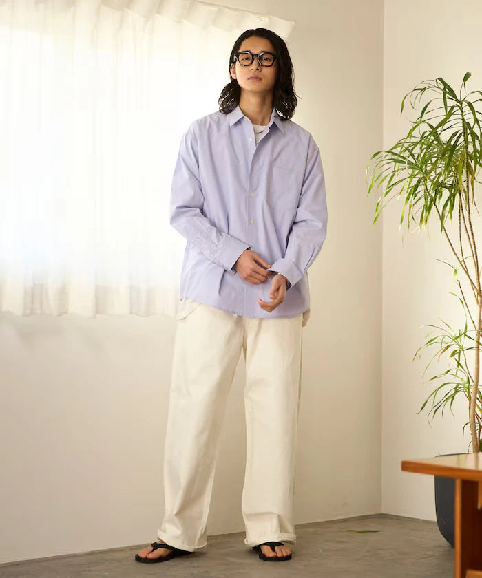 Nuance Color Oversized Regular Collar Long Sleeve Shirt