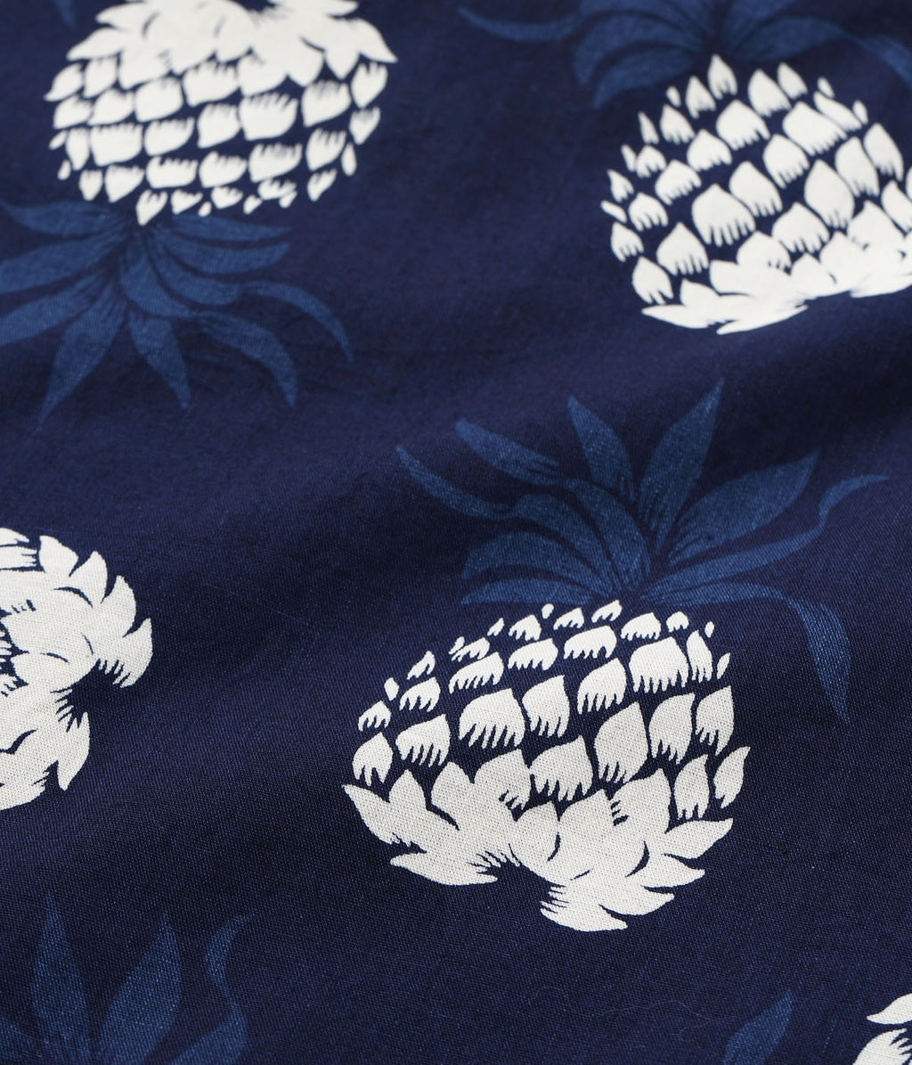 Duke Kahanamoku Indigo Cotton Hawaiian Shirt Duke's Pineapple