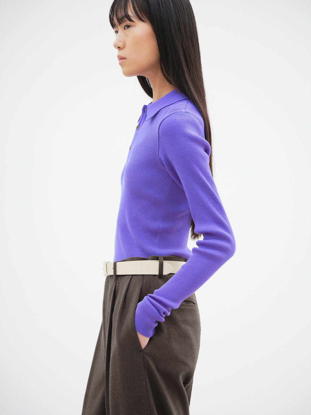 SUPER FINE WOOL HIGH GAUGE RIB KNIT POLO
