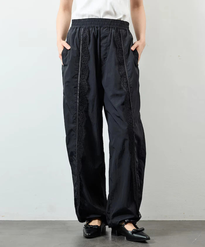 Nylon Lace Easy Wide Pants