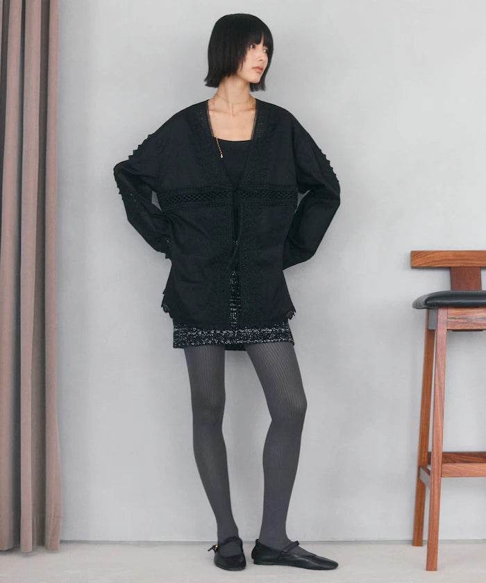 Lace Panel V-Neck Shirt