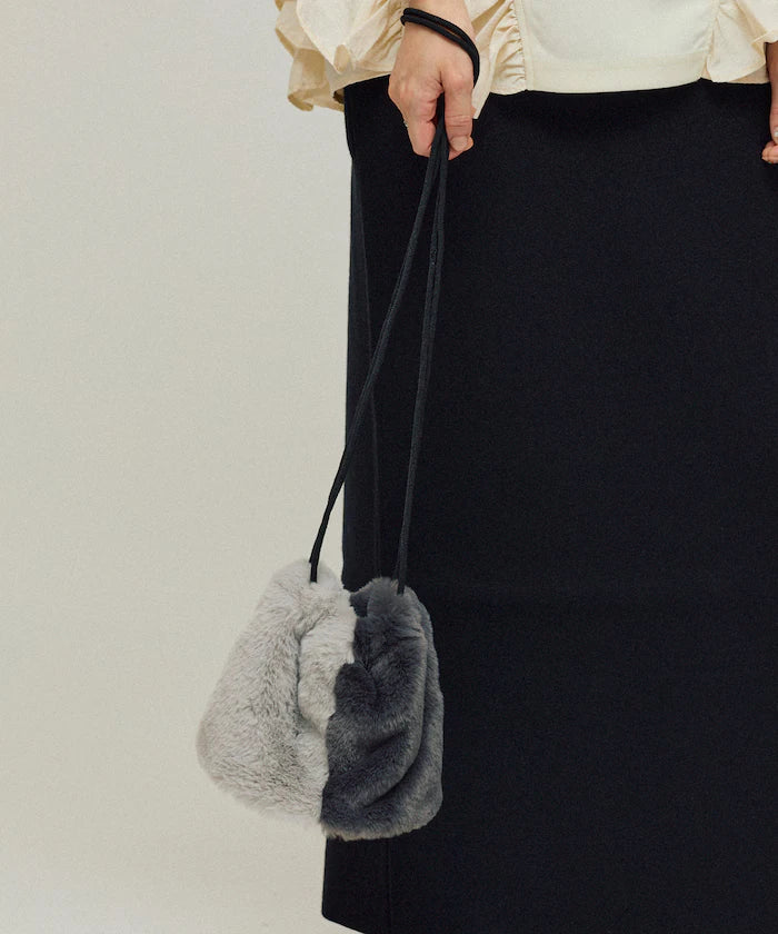 Fake Fur Mini Drawstring Bag