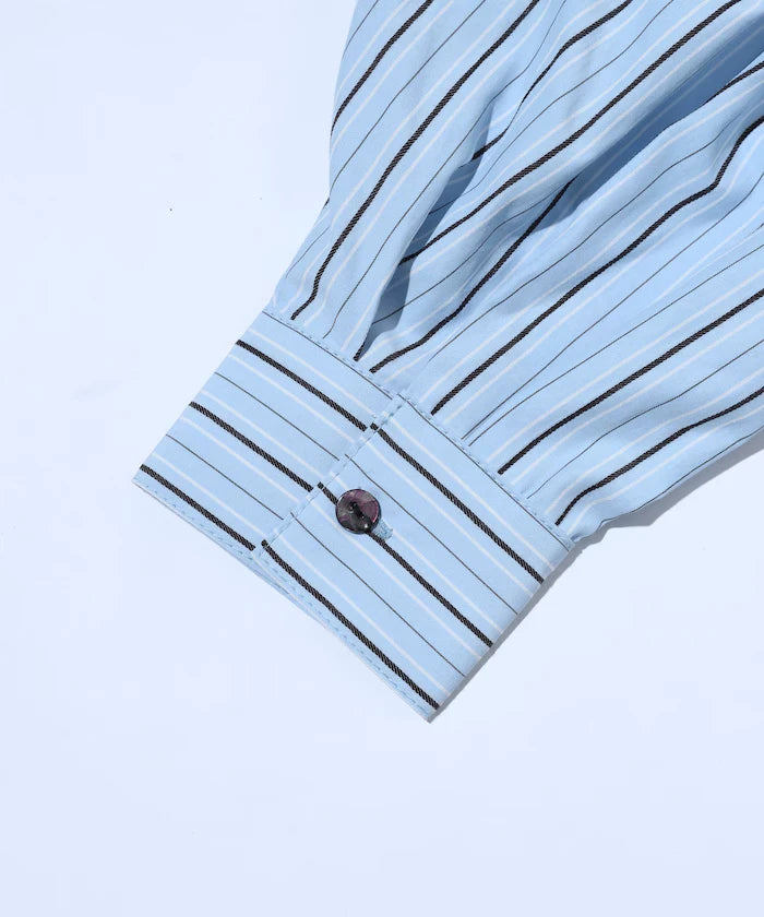 Flare Silhouette Skipper Balloon Sleeve Shirt