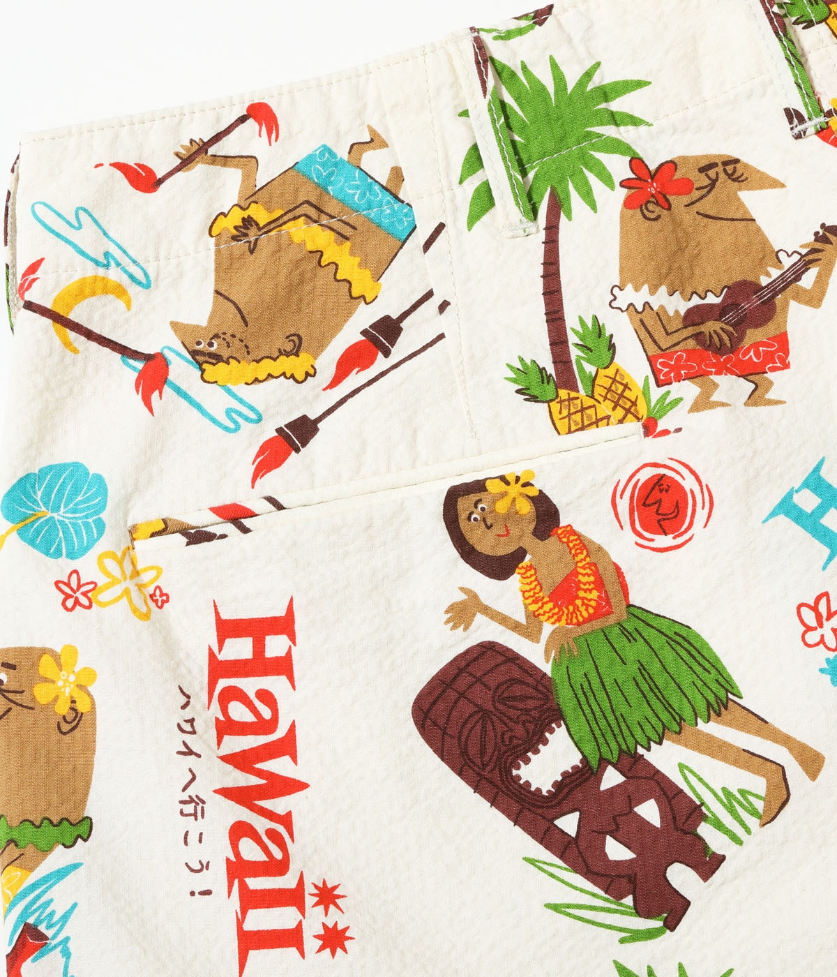 Cotton Seersucker Shorts "Trip To Hawaii" by Ryohei Yanagihara with Mookie