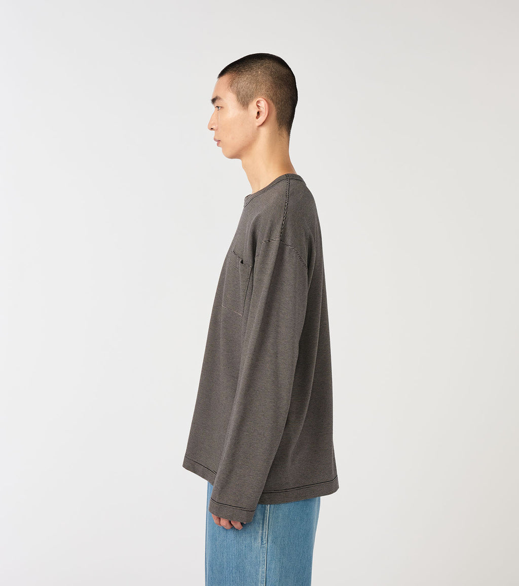 Micro Stripe Pocket L/S Tee