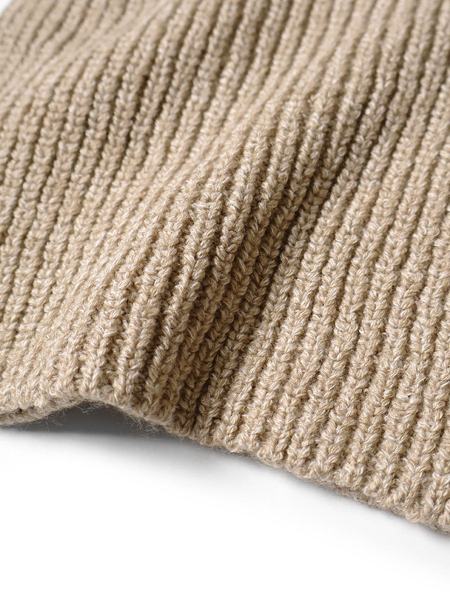 7G Wool Ribbed High Neck Bib Poncho