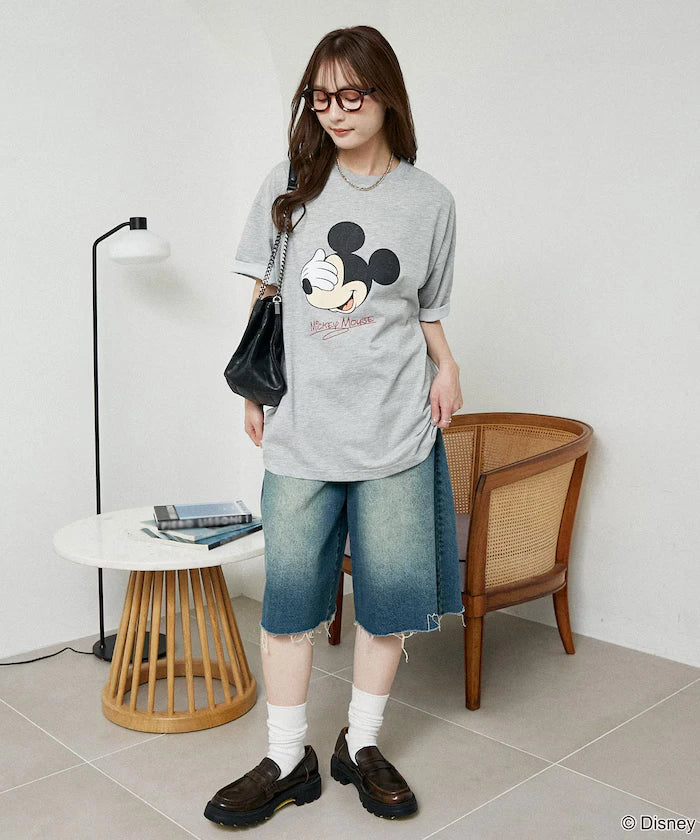 <Functional Material>Mickey Mouse Face T-Shirt Limited Edition
