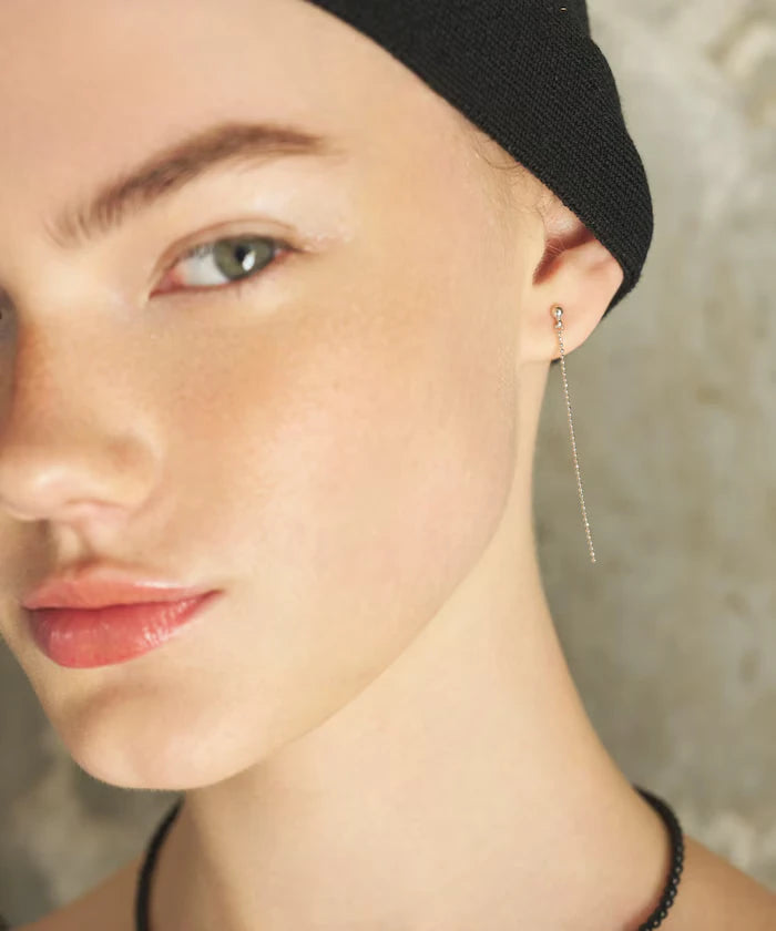 Silver925 Dot Chain Earrings / For Both Ears