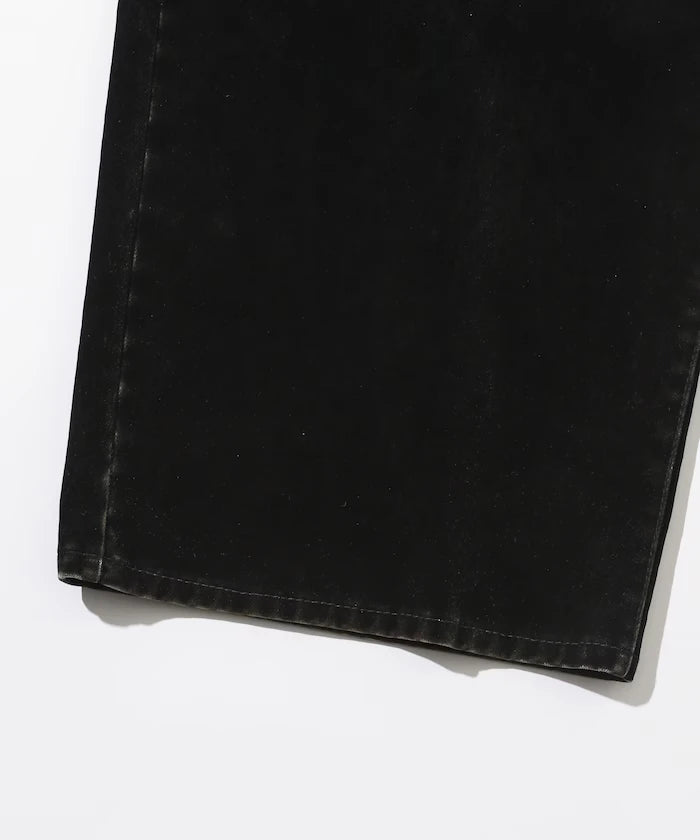 Flocked Denim Contrast Wide Straight Pants