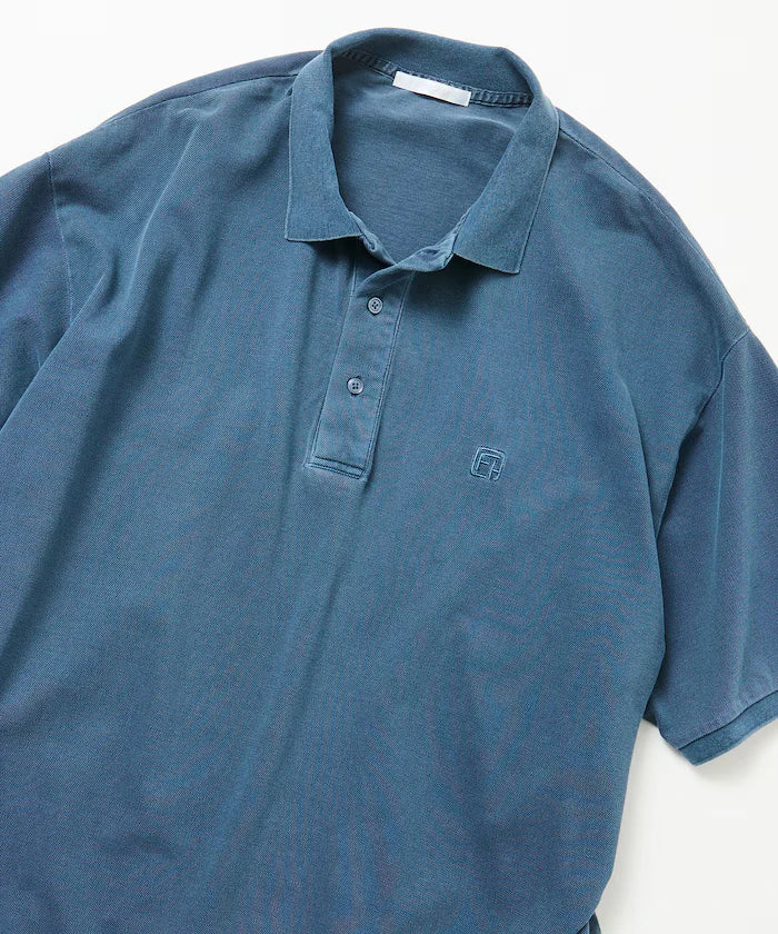 Big Silhouette Vintage Process One Point Embroidery Short Sleeve Polo Shirt