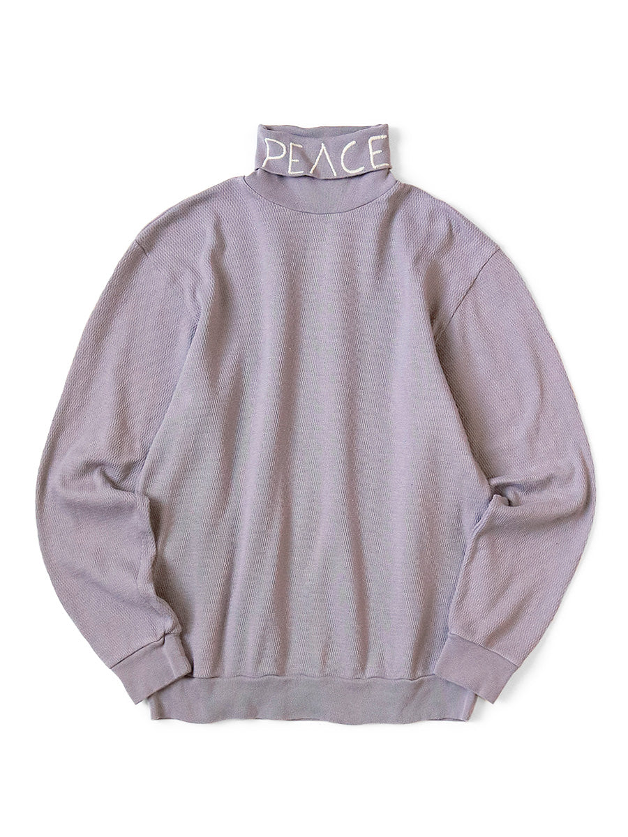 Waffle Jersey High Neck Long T (PEACE Embroidery)