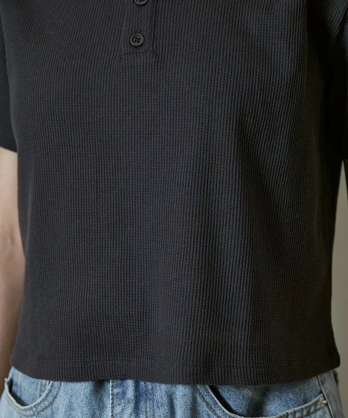 Light Waffle Henley Neck T-Shirt Limited Edition
