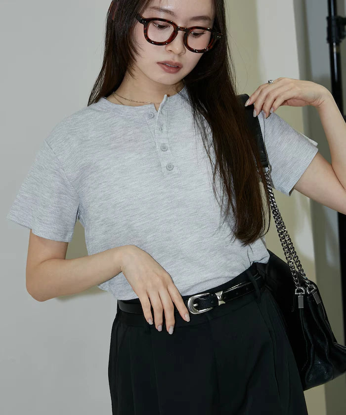 Light Waffle Henley Neck T-Shirt Limited Edition