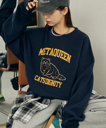 METAQUEEN Flocky Cat Brushed Back Sweat Limited Edition
