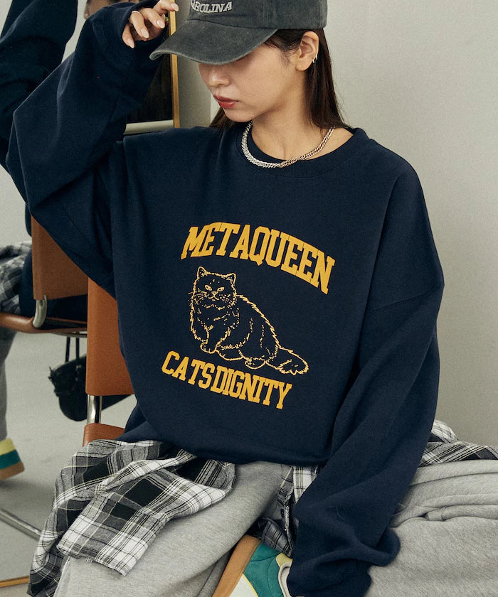METAQUEEN Flocky Cat Brushed Back Sweat Limited Edition
