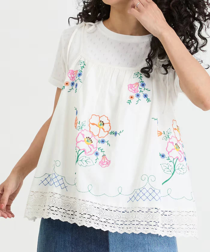 India Shoulder Ribbon Embroidered Remake Style Camisole