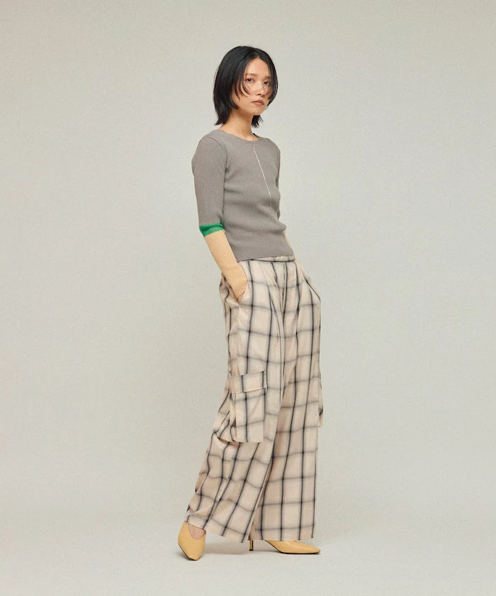 Ombre Check Easy Pants / Patch Pocket Wide Easy Pants