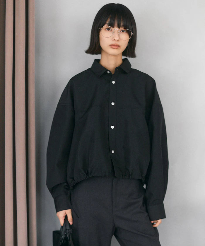Hem Code Switch Short Length Long Sleeve Shirt
