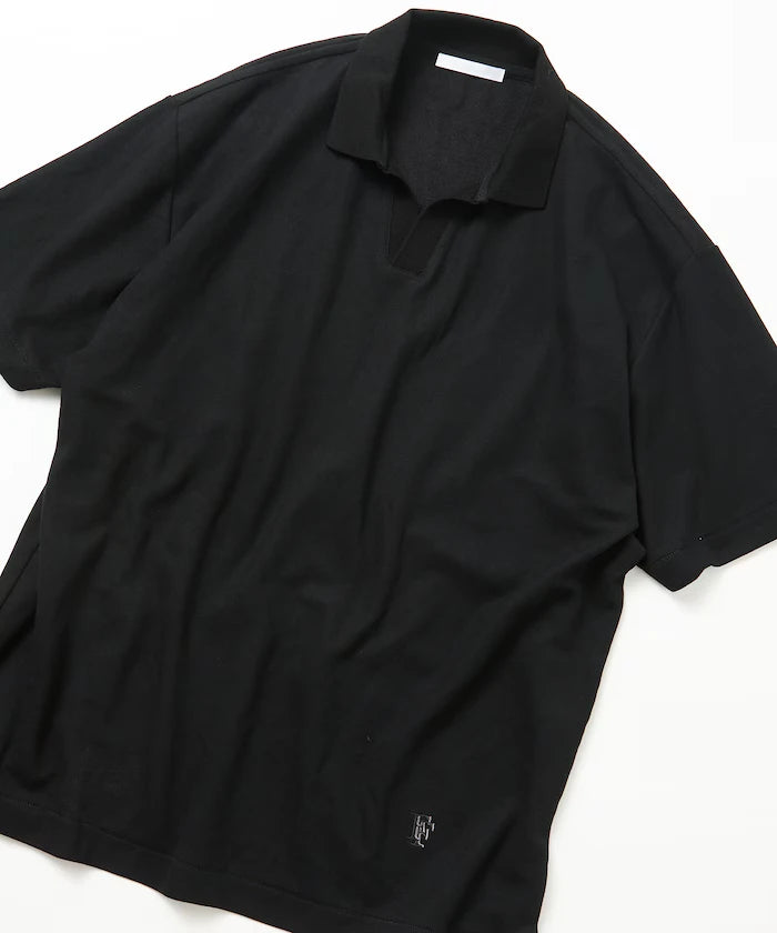 One Point Embroidered Pique Skipper Polo Shirt