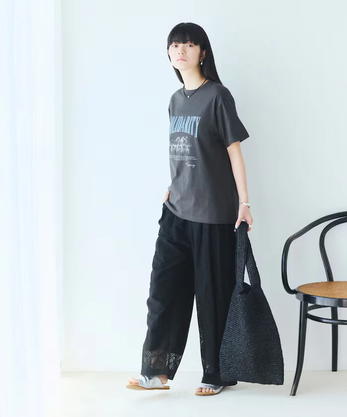 Comfortable Logo Horse Print Crew Neck T-Shirt