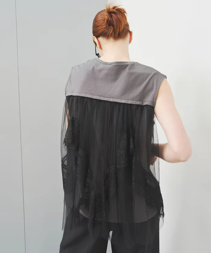 Organic Cotton Tulle Lace Docking Top