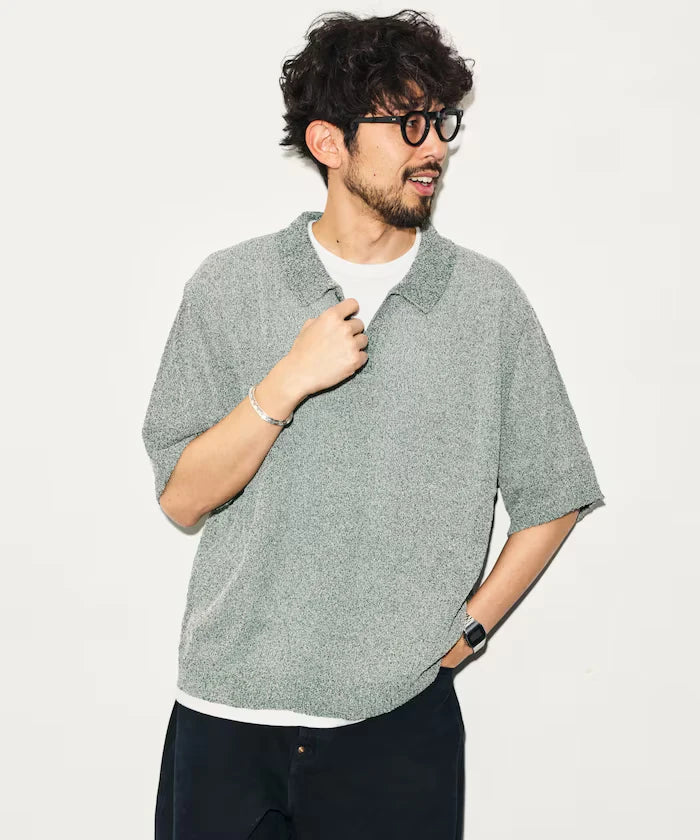 Dry Touch Boucle Yarn Knit Polo Shirt