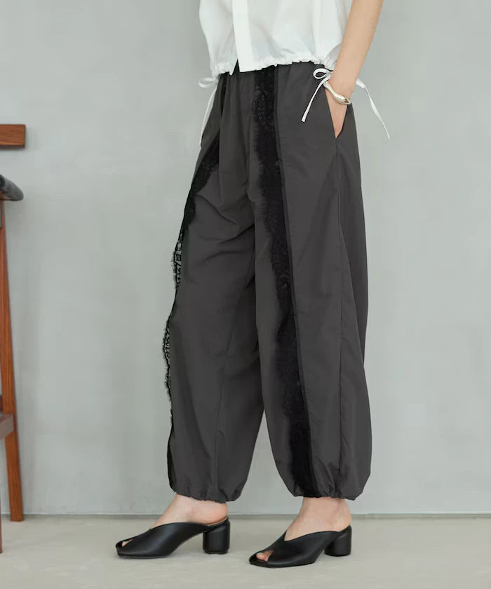 Nylon Lace Easy Wide Pants