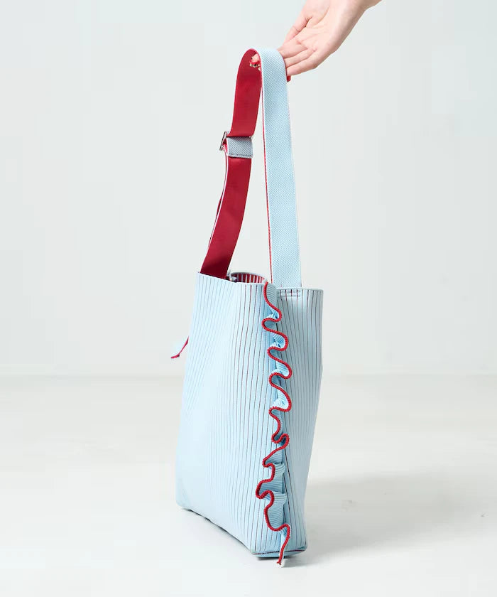 Color Block Knit Ruffle One Shoulder Bag