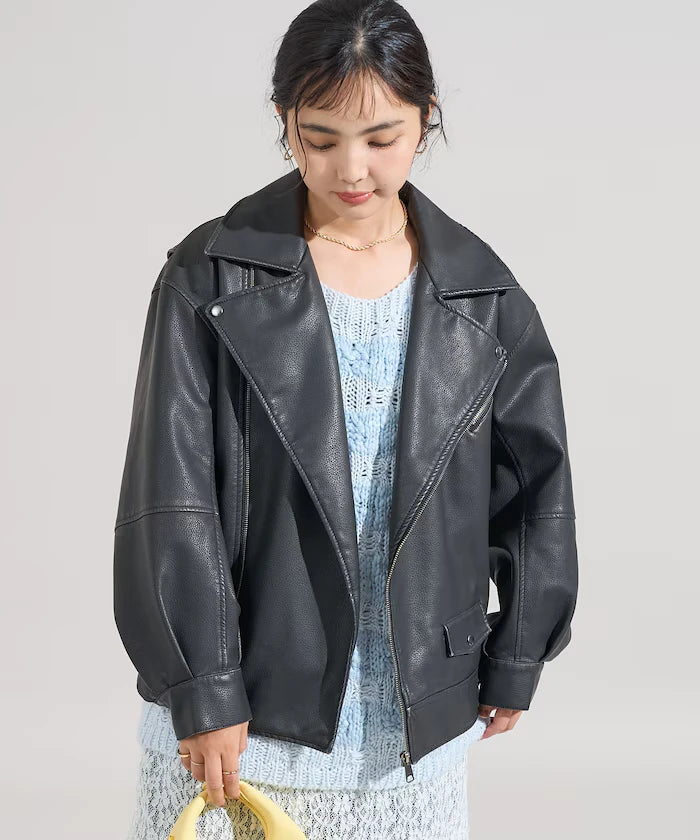 Vintage-Like Leather Double Riders Jacket