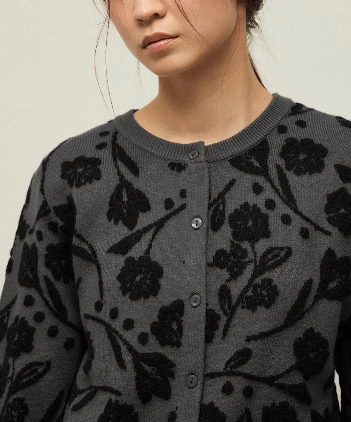 Flower Jacquard Knit Cardigan
