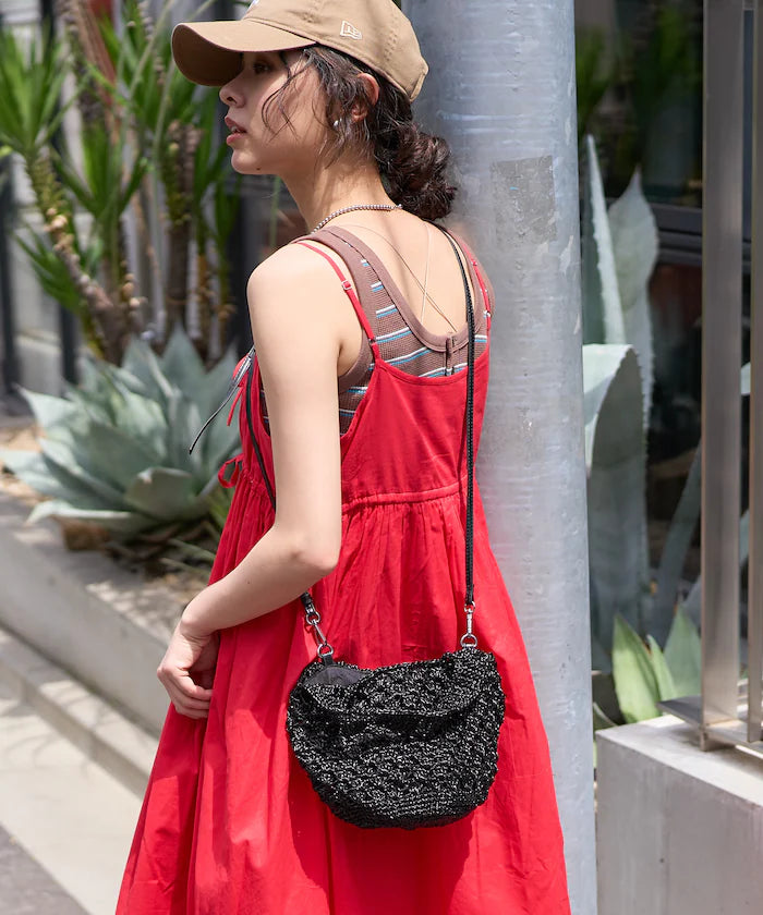 Lurex Yarn Hand Knitted 2WAY Bag