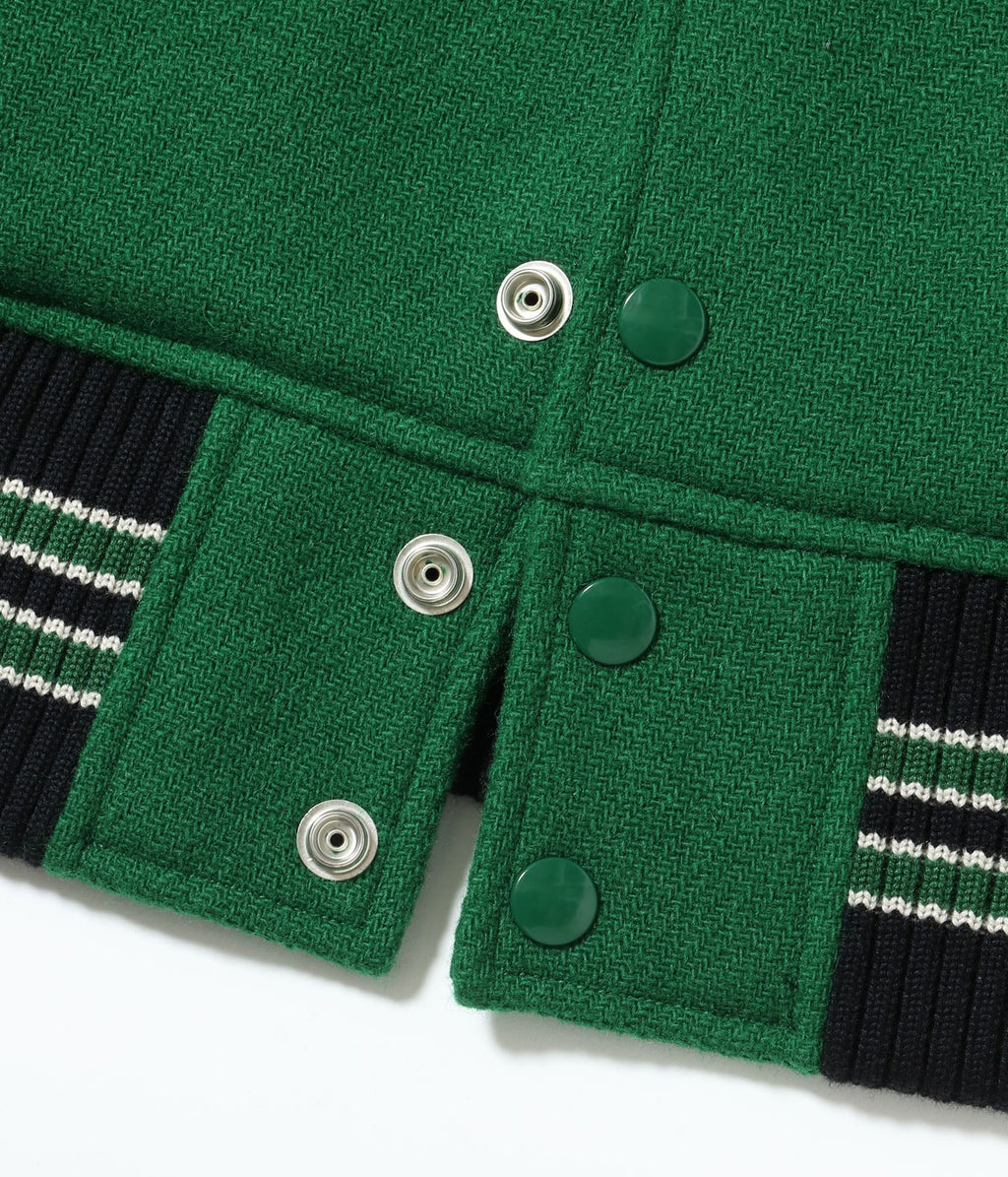 30oz. WOOL MELTON AWARD JACKET “CRANK BUSTERS” (GREEN)