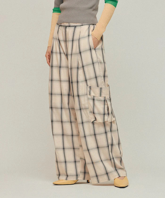Ombre Check Easy Pants / Patch Pocket Wide Easy Pants