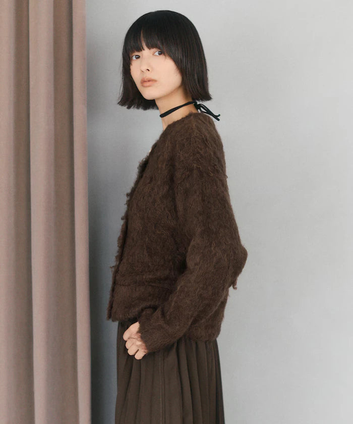 Variation Button Shaggy Knit Cardigan
