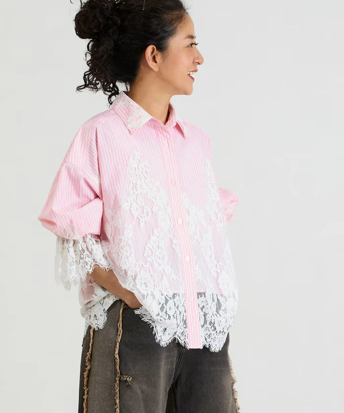 Lace Docking Stripe Shirt