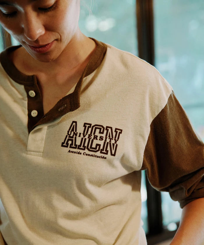Henry Neck Football Logo T-Shirt