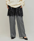 Lace Layered Slacks / Center Press Wide Slacks