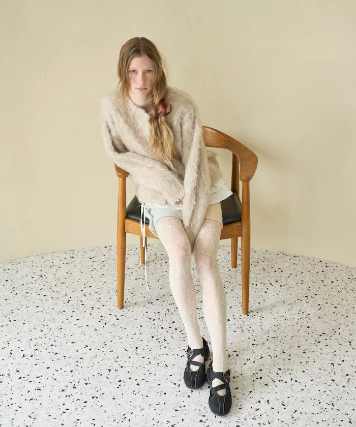 Variation Button Shaggy Knit Cardigan