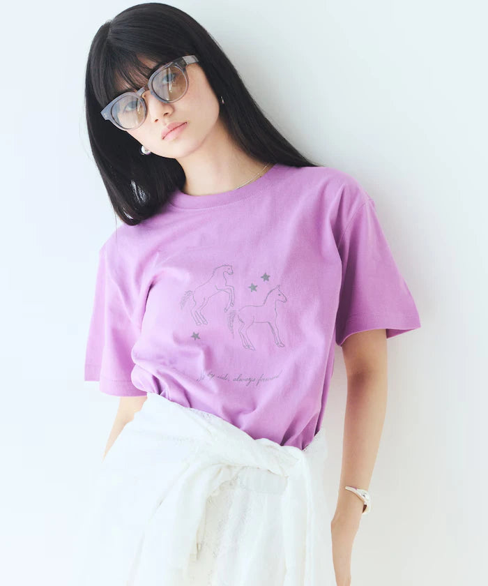 Comfortable Horse Print Crew Neck T-Shirt