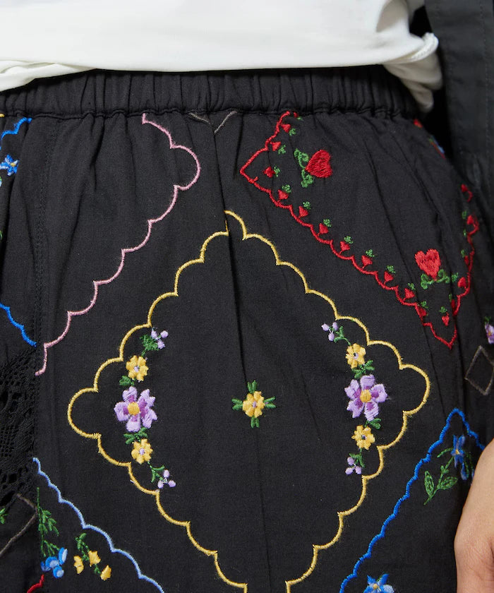 Flower Handkerchief Embroidered Pants