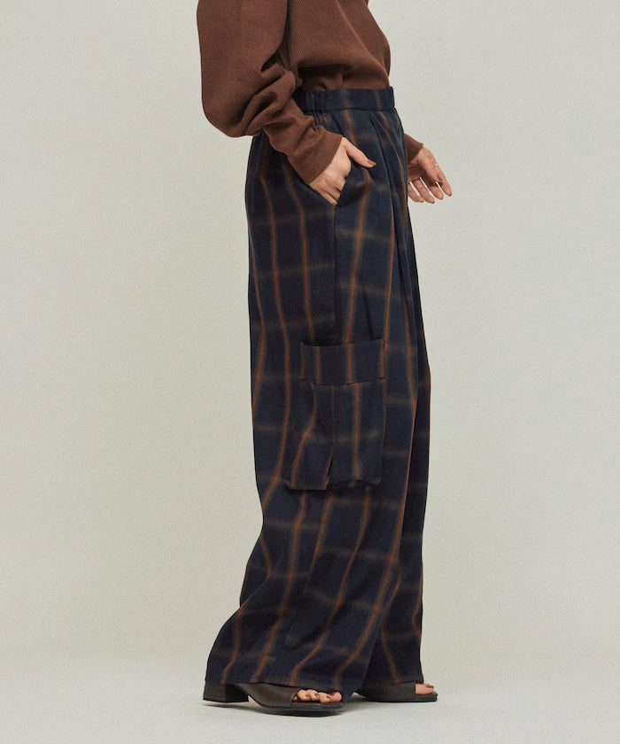 Ombre Check Easy Pants / Patch Pocket Wide Easy Pants